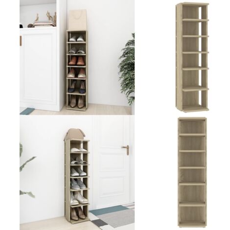 Scarpiera Rovere Sonoma 27,5x27x102 cm in Legno Multistrato - Scarpiera rovere - Scarpiera da angolo