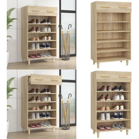 Scarpiera Rovere Sonoma 60x35x105 cm in Legno Multistrato - Scarpiera minimalista - Scarpiera da interno