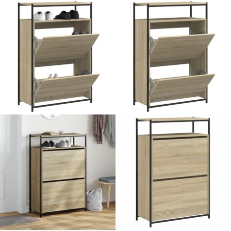 Scarpiera Rovere Sonoma 75x34x112 cm in Legno Multistrato - Scarpiera in legno multistrato - Scarpiera in legno ingegnerizzato