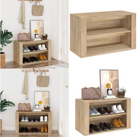 Scarpiera Rovere Sonoma 75x35x45 cm in Legno Multistrato - Scarpiera rovere - Scarpiera multistrato