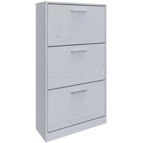 Scarpiera Salvaspazio 3 Ante a Ribalta 60x24x120h cm in Melaminico Bianca
