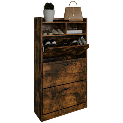 Scarpiera Salvaspazio 3 Ante a Ribalta 60x24x120h cm in Melaminico Industrial