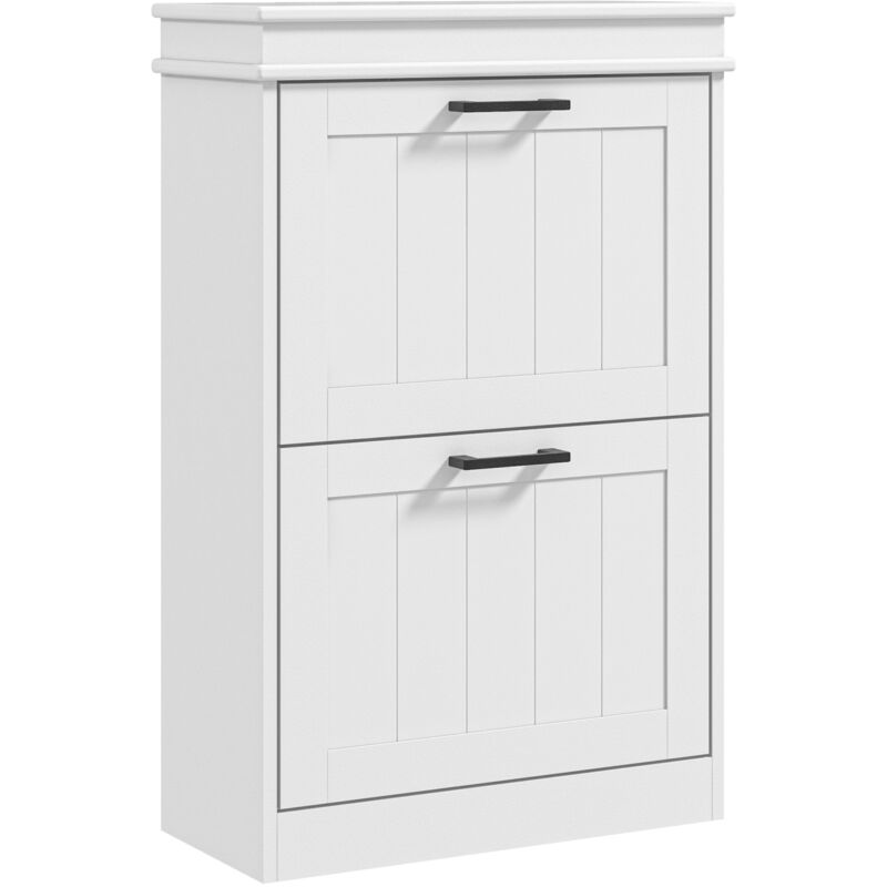 Scarpiera Salvaspazio Design Moderno 2 Cassetti Ribaltabili 54x24x82,5 cm Bianco