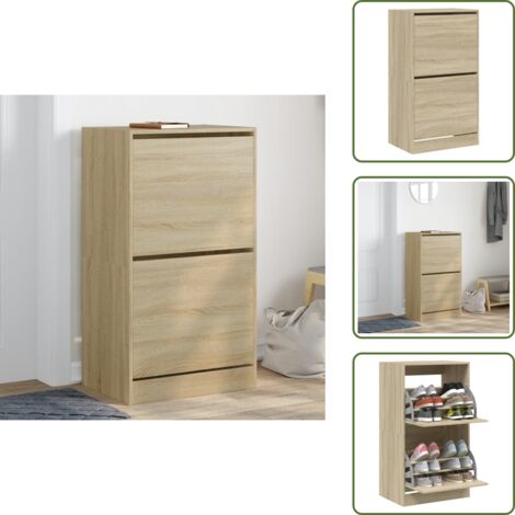 Scarpiera salvaspazio - vidaXL Scarpiera 2 Cassetti Ribaltabili Rovere Sonoma 60x42x108 cm - Scarpiera moderna