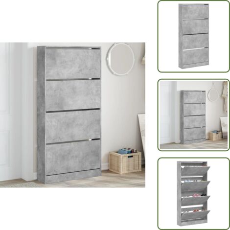 Scarpiera salvaspazio - vidaXL Scarpiera 4 Cassetti Ribaltabili Grigio Cemento 80x21x163,5 cm - Scarpiera moderna