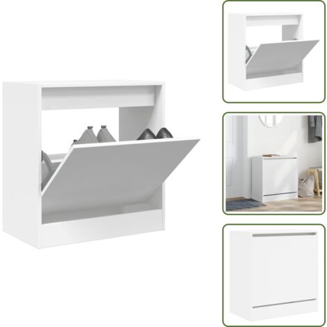 Scarpiera salvaspazio - vidaXL Scarpiera Bianca 60x34x63,5 cm in Legno Multistrato - Scarpiera a due livelli