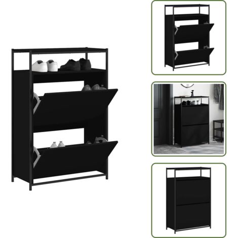 Scarpiera salvaspazio - vidaXL Scarpiera Nera 75x34x112 cm in Legno Multistrato - Scarpiera con cassetti