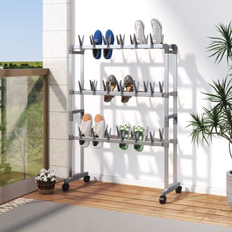 Scarpiera salvaspazio,Mobile per scarpe con Ruote Argento 66x27x100 cm -FW35549