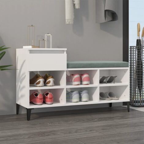 Scarpiera Salvaspazio，Portascarpe，Mobili per scarpe Bianco Lucido  27,5x27x102 cm in Legno Multistrato MCI182424 MaisonChic