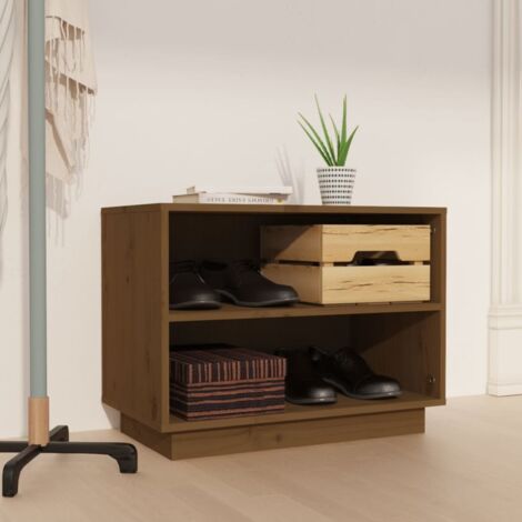 Scarpiera Salvaspazio，Portascarpe，Mobili per scarpe Marrone Miele 60x34x45 cm in Legno Massello di Pino MCI438228 BonneVie