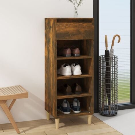 Scarpiera Salvaspazio，Portascarpe，Mobili per scarpe Rovere Fumo 40x36x105 cm in Legno Multistrato MCI255156 BonneVie
