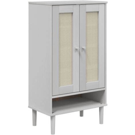 Scarpiera SENJA Aspetto Rattan Bianco 59,5x35x107 cm Massello vidaXL