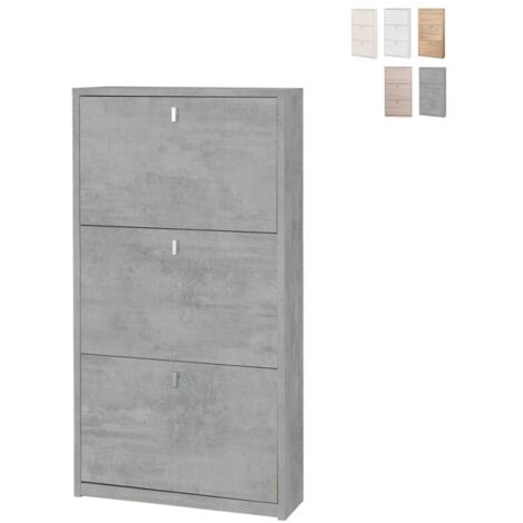 Scarpiera Slim 3 Ante Ribalta Grigio in Legno Porta Scarpe Mobile Salvaspazio