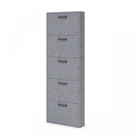 Scarpiera Slim 5 ribalte grigio cemento legno nobilitato h.180x65x15 cm
