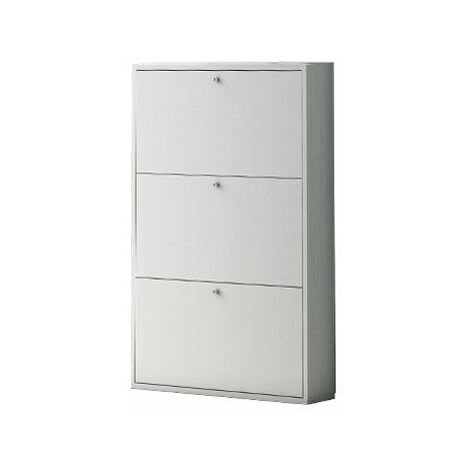 Scarpiera slim da interno a 3 ante in legno nobilitato melaminico 73x15xH110 cm -  White