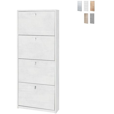Scarpiera slim salvaspazio quattro ante Bianco Ossido 63x18x h154 cm