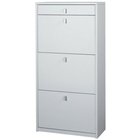 Scarpiera slim salvaspazio tre ante un cassetto Bianco Cenere 63x29x h127 cm