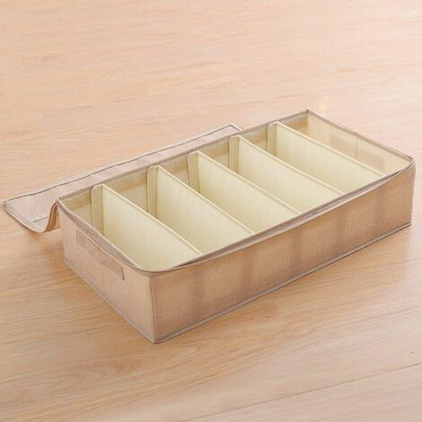 Scarpiera sotto il letto regolabile beige con 5 divisori, borse portascarpe con coperchio trasparente, può contenere fino a 6 paia di scarpe, liberare spazio