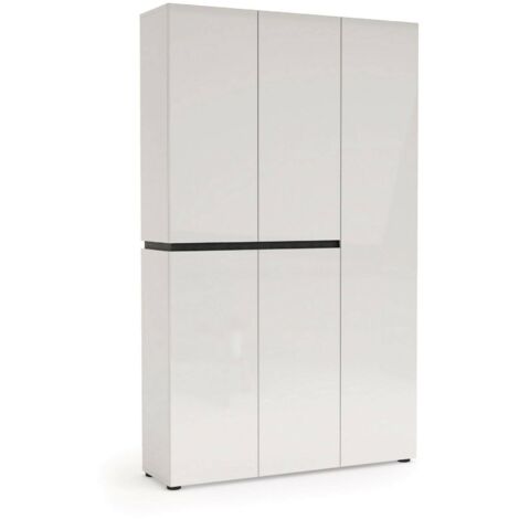Scarpiera Valletta, Mobile Portascarpe 20 Ripiani, 58 Paia Made in Italy, 34x120x200h cm Bianco Lucido