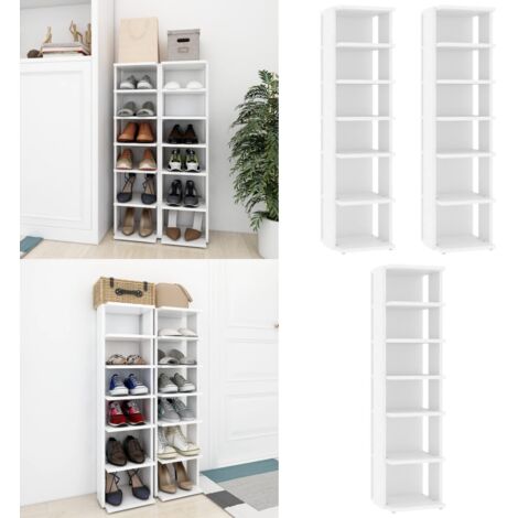 Scarpiere 2 pz Bianche 27,5x27x102 cm in Legno Multistrato - Scaffale per scarpe - Scaffale in legno