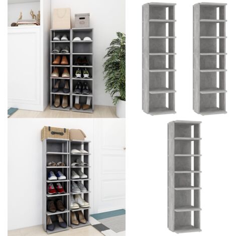 Scarpiere 2 pz Grigio Cemento 27,5x27x102 cm - Scaffale per scarpe - Scaffale in legno