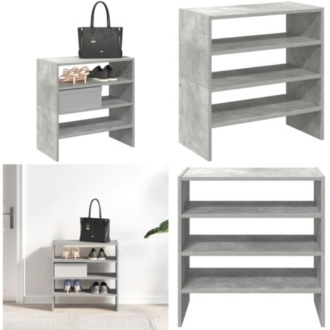 Scarpiere 2 pz Impilabili Grigio Cemento 60x30x30,5 cm - Organizzatore per scarpe - Mobile per scarpe