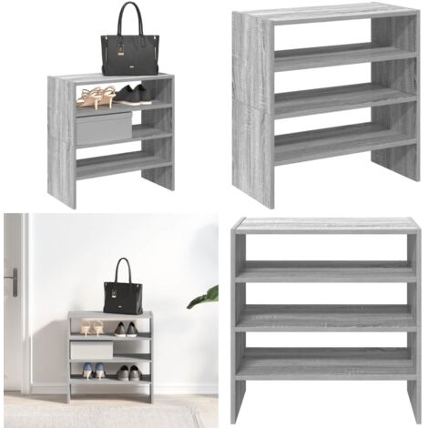 Scarpiere 2 pz Impilabili Grigio Sonoma 60x30x30,5 cm - Organizzatore scarpe - Scaffale per scarpe