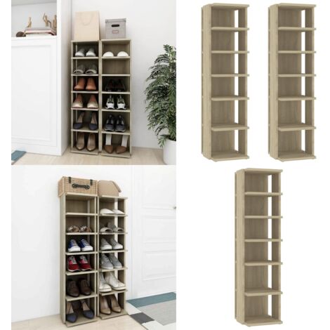 Scarpiere 2 pz Rovere sonoma 27,5x27x102 cm - Scaffale per scarpe - Scaffale in legno