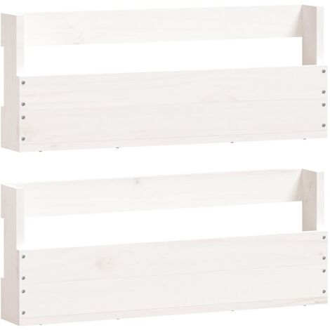 Scarpiere a Parete 2 pz Bianco 59x9x23cm Legno Massello di Pino vidaXL