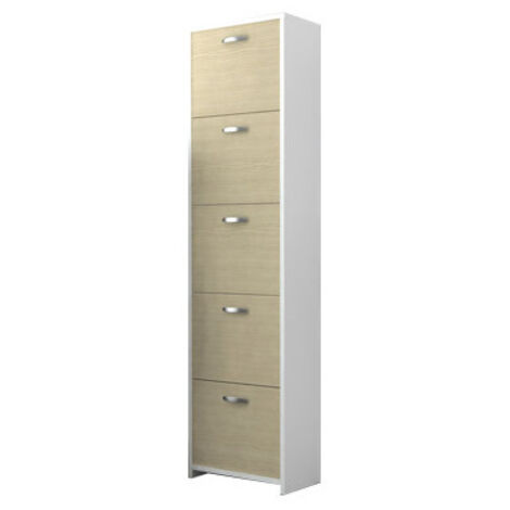 SCARPIERE DOPPIA PROFONDITA' 5ANTE BIANCA/OLMO NOBILITATO MELAMINICO CM50x25x182