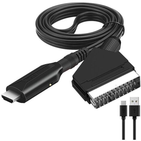 TREETALK Scart vers Hdmi Convertisseur Péritel vers HDMI avec câble HDMI, pour Full HD TV 720P/1080P pour Les Lecteurs DVD, VHS, VCR