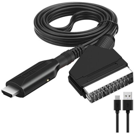 QIYAO Scart vers Hdmi Convertisseur Péritel vers HDMI avec câble HDMI, pour Full HD TV 720P/1080P pour Les Lecteurs DVD, VHS, VCR
