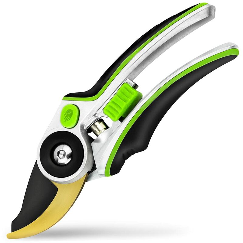 Sécateur Forgés avec Lame SK-5 Revêtue de Téflon et Poignée Ergonomique en Alliage D'aluminium, Professionnel Bypass Sécateur