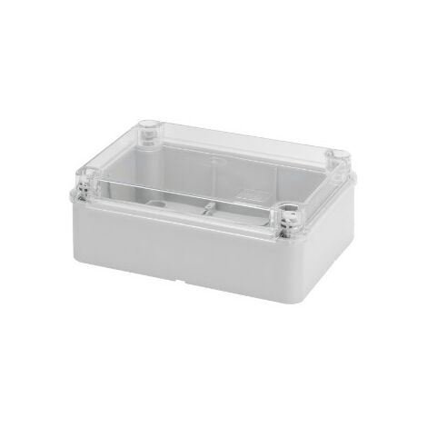 Scatola Cassetta Derivazione per apparecchiature elettriche ed elettroniche Coperchio basso trasparente IP56 Pareti Lisce Dimensioni Interne 190x140x70 mm