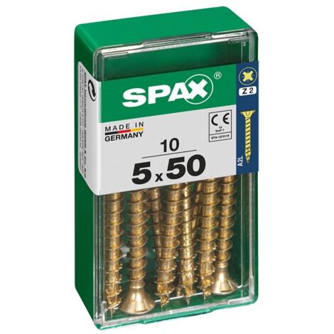 Scatola da 10 unità di vite per legno Spax con testa piatta Yellox 5.0x50mm Spax