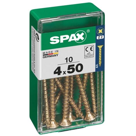 Scatola da 10 unità di viti per legno a testa piatta in Yellox 4.0x50mm Spax
