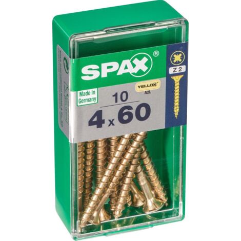 Scatola da 10 unità di viti per legno a testa piatta in Yellox 4.0x60mm Spax