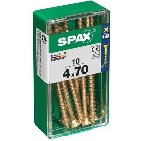 Scatola da 10 unità di viti per legno a testa piatta in Yellox 4.0x70mm Spax