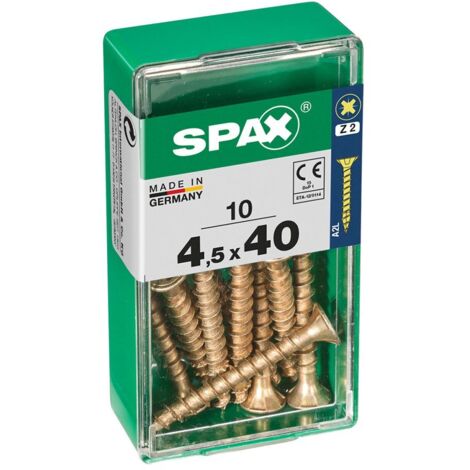 Scatola da 10 unità di viti per legno a testa piatta in Yellox 4,5x40mm Spax