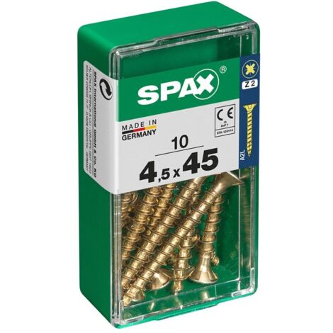 Scatola da 10 unità di viti per legno a testa piatta in Yellox 4,5x45mm Spax