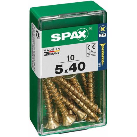 Scatola da 10 unità di viti per legno a testa piatta in Yellox 5.0x40mm Spax