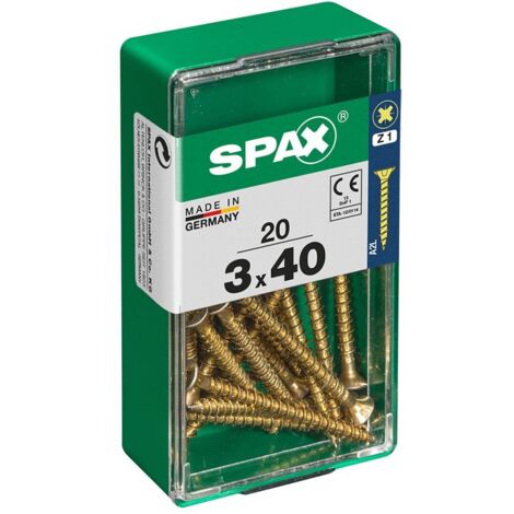 Scatola da 20 unità di vite per legno Spax con testa piatta Yellox 3,0x40 mm Spax