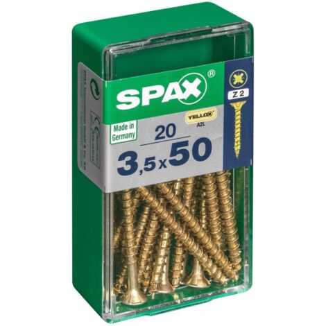 Scatola da 20 unità di vite per legno Spax con testa piatta Yellox 3,5x50mm Spax