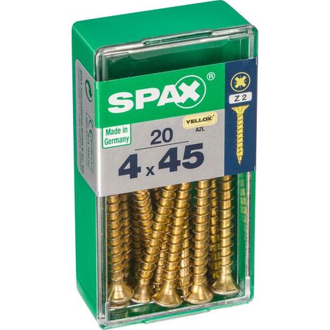 Scatola da 20 unità di viti per legno a testa piatta in Yellox 4.0x45mm Spax