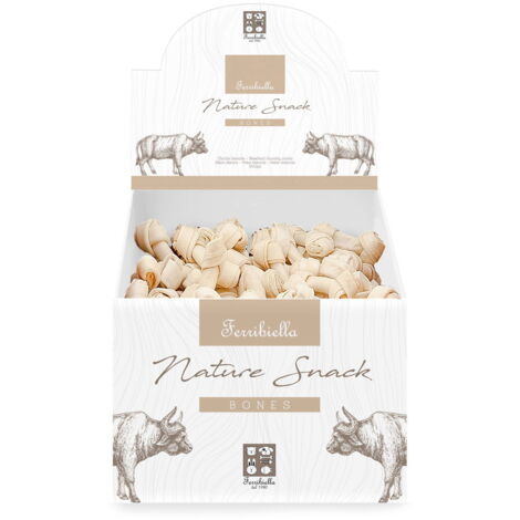 Scatola da 200 ossa nodo bianco per cani da 6 cm x 9 g ciascuno Nature Snack