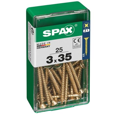 Scatola da 25 unità di vite per legno Spax con testa piatta Yellox 3,0x35 mm Spax