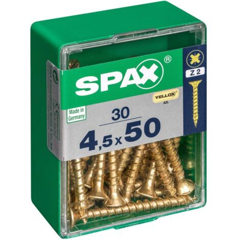 Scatola da 30 unità di viti per legno a testa piatta in Yellox 4,5x50mm Spax