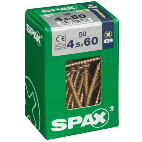 Scatola da 50 unità di viti per legno a testa piatta in Yellox 4,5x60mm Spax