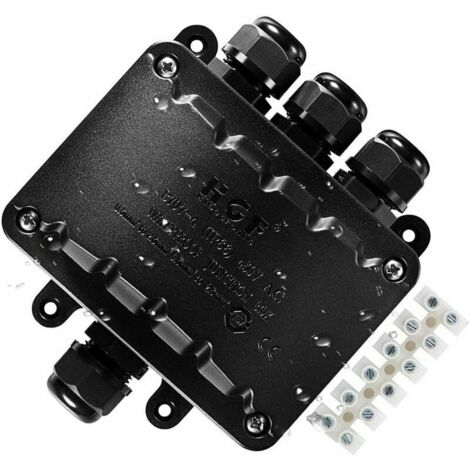 Scatola di derivazione a 4 vie, connettore per cavi impermeabile IP66, custodia elettrica esterna impermeabile nera. Scatole terminali elettriche per cavi da 5-10 mm.