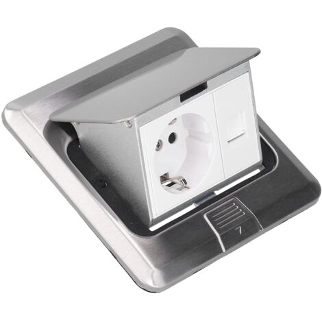 Scatola di derivazione da pavimento integrata impermeabile in acciaio inox, presa da pavimento a 2 vie CA 250 V 10 A